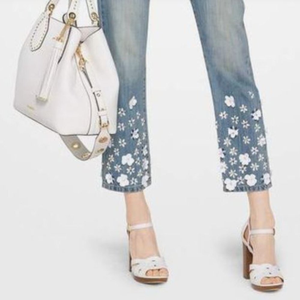 Michael‎ Kors - flower embellished crop jeans, 4 - Picture 2 of 14